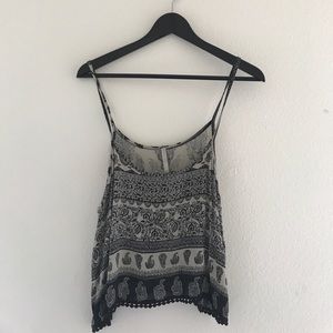 Black/grey Thailand style tank top with Pom bottom