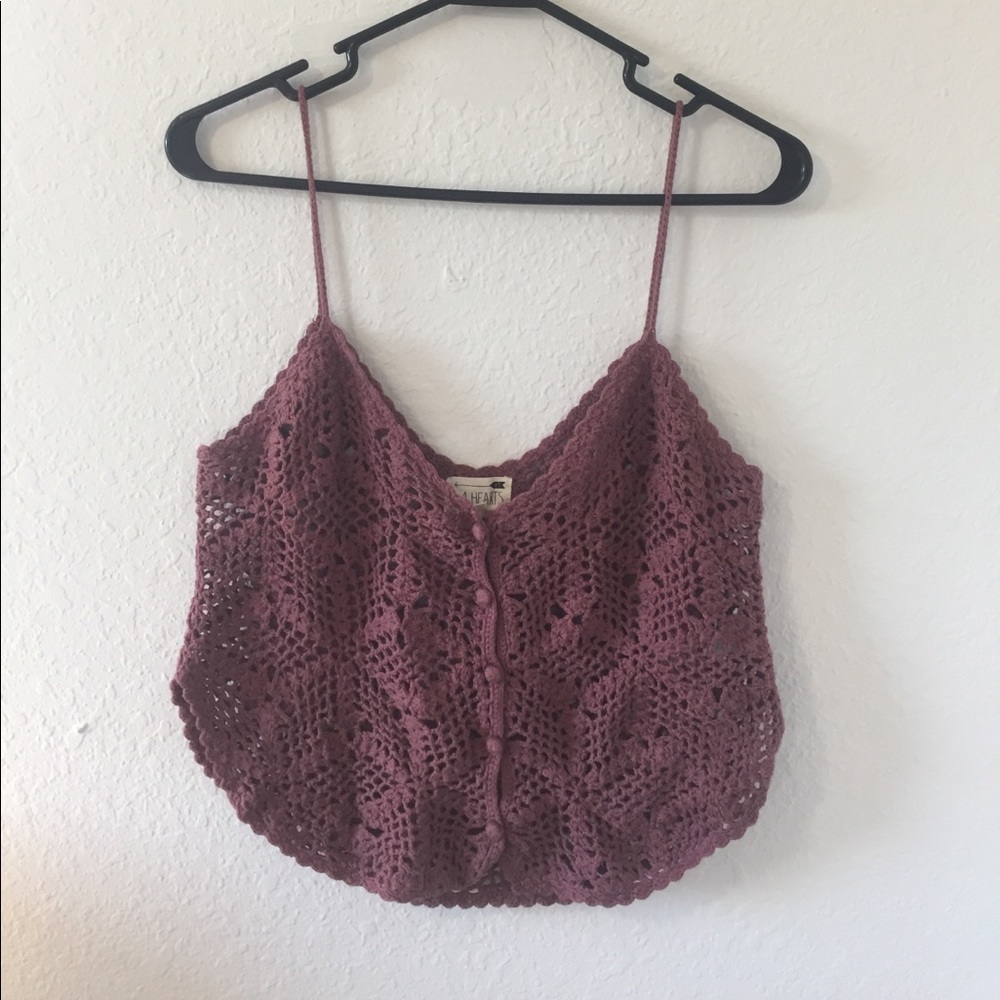 Crochet Loose Button Down Crop Top
