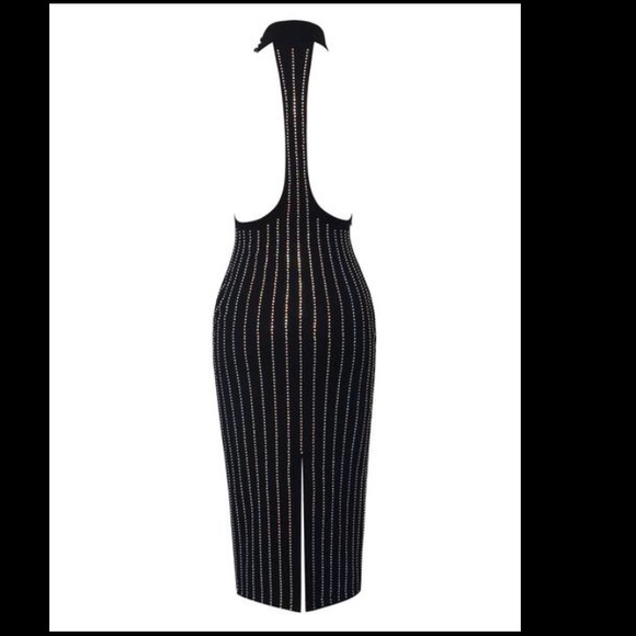 New sleeve diamond rhinestone midi dress - Picture 5 of 6