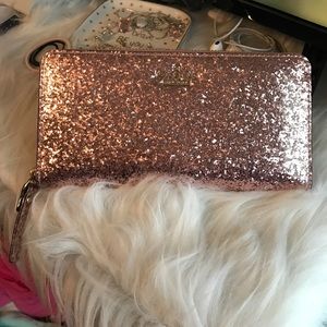 Kate spade rose gold glitter bug Lacey wallet