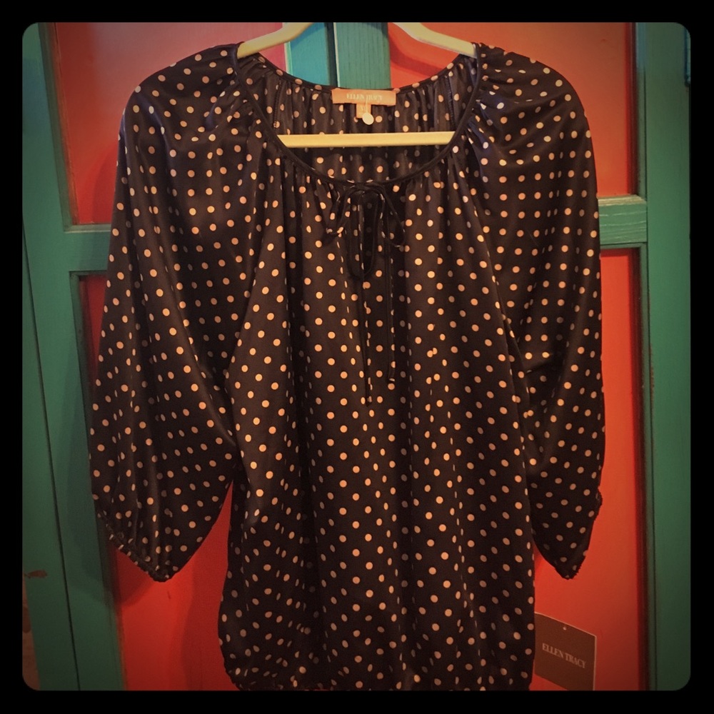 NWT Ellen Tracy Polk A Dot Shirt XL