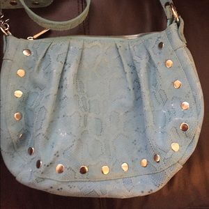 Hammitt blue snakeskin purse