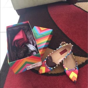 Authentic Valentino rainbow rockstud flats.