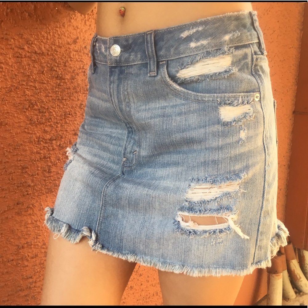 A&F Distressed Denim Skirt