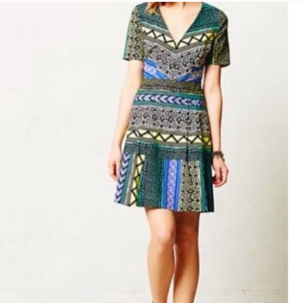 Anthropologie Tracey Ross Tribal Skater Dress