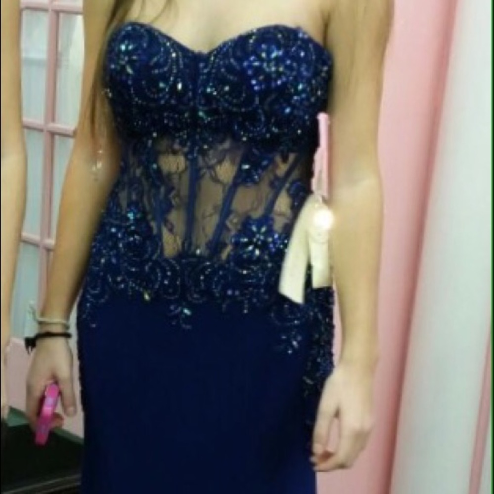 Midnight Blue Prom Dress - Picture 1 of 3