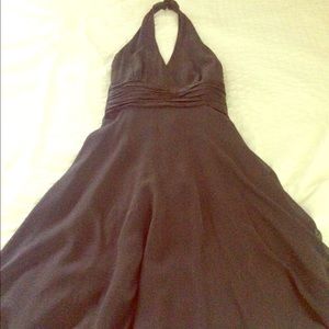 Maggy London grey silk halter dress