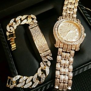 14K Gold Plated ICED OUT WATCH BRACELET