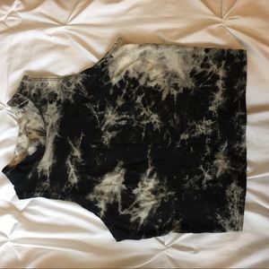 Acid wash crop top with high neck line
