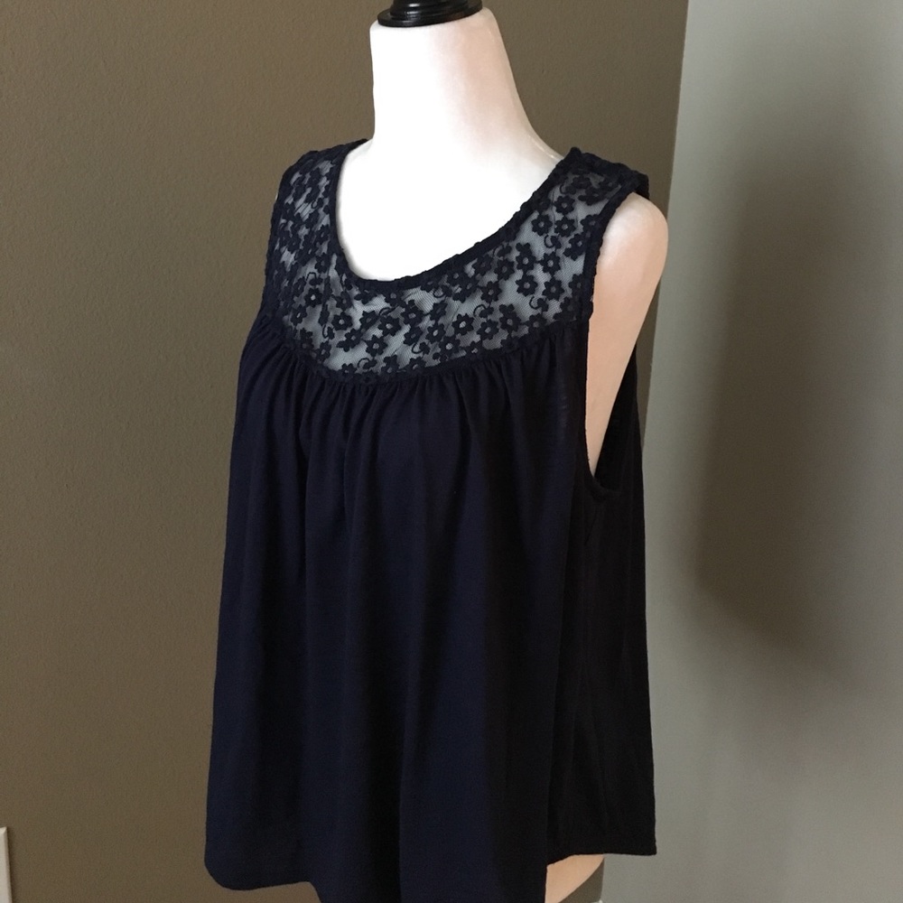 Navy Blue Flowy Top
