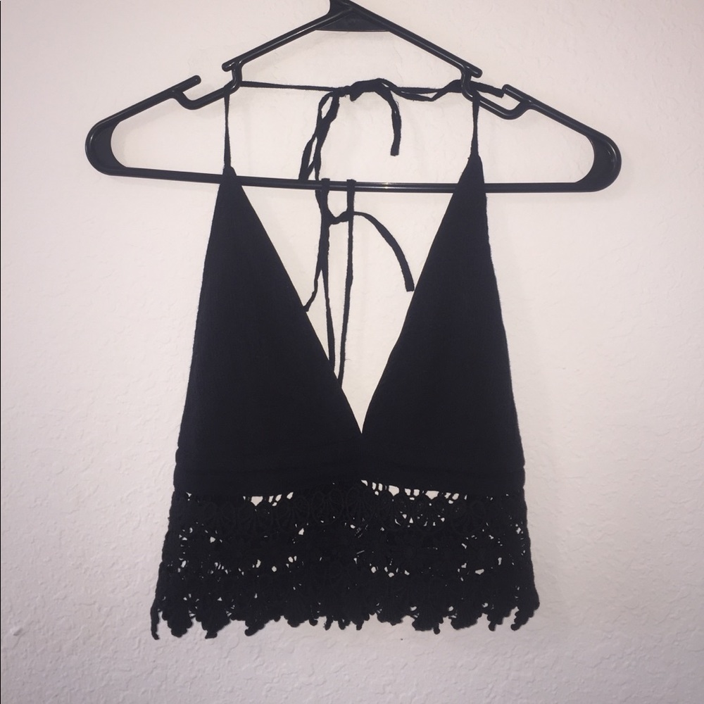 Black Crochet Festival Crop Top