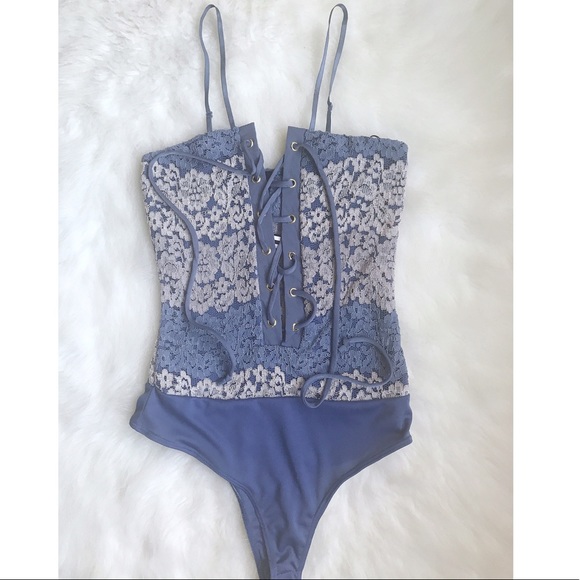 1 MED LEFT! Blue lace-up Bodysuit - Picture 8 of 8
