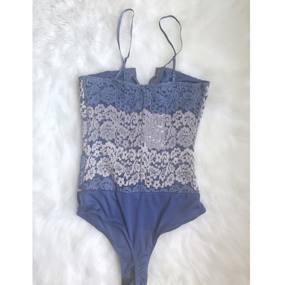 1 MED LEFT! Blue lace-up Bodysuit - Picture 6 of 8