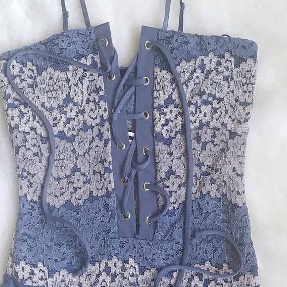 1 MED LEFT! Blue lace-up Bodysuit - Picture 5 of 8