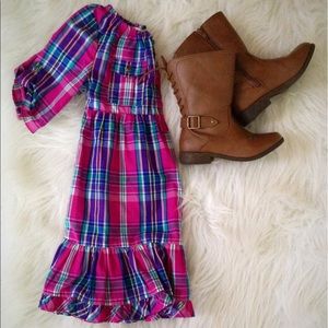 Chaps pink plaid dress size 5