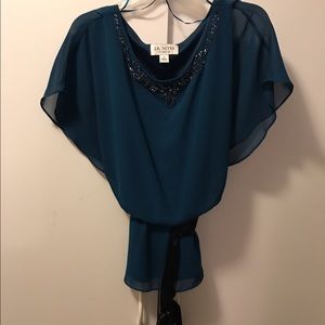 Dark Teal Jeweled Blouse