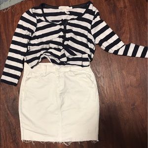 High waisted White Denim Skirt
