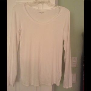 Eileen Fisher white organic cotton long sleeve top