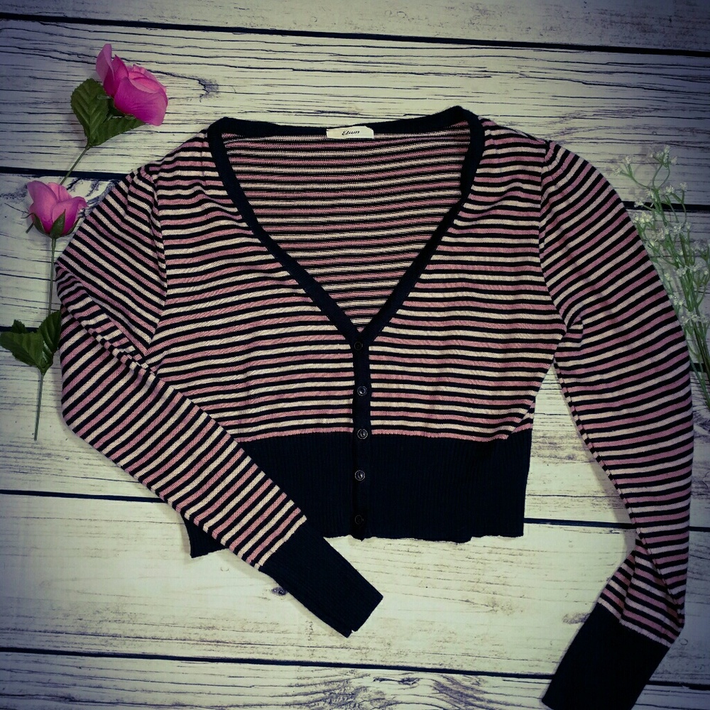Striped cropped cardigan.  Purchased in Paris.