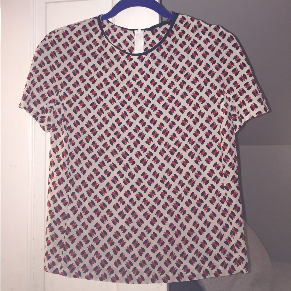 White, black and red Zara blouse