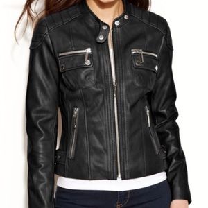 Michael Kors Black Leather Moto Jacket