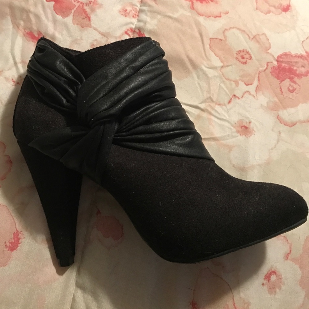 Black suede booties