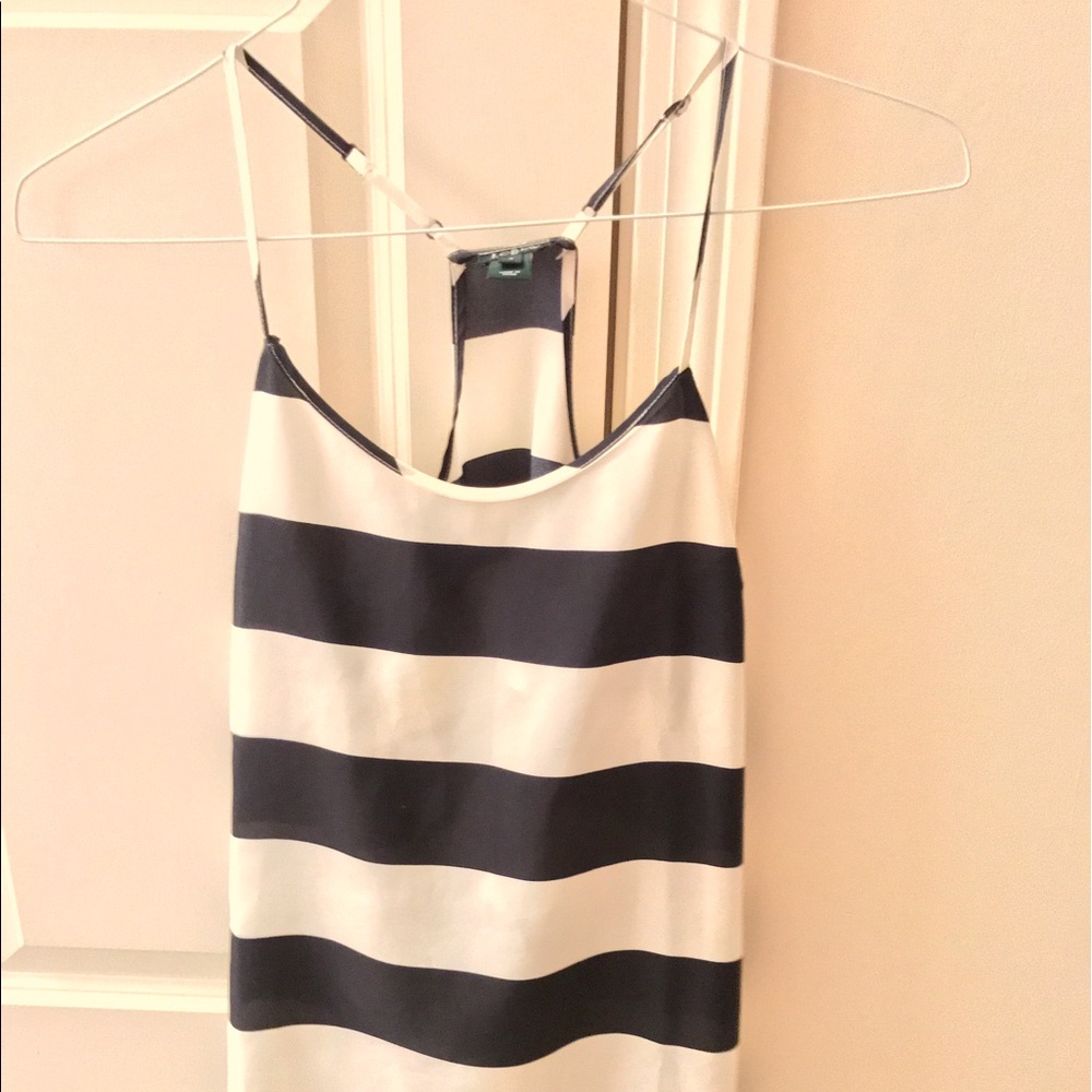 J.Crew silk navy striped cami
