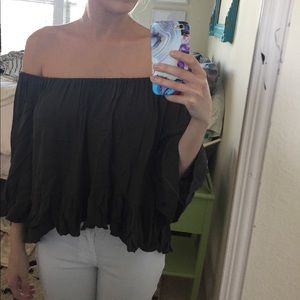 NWT Tilly's olive off the shoulder top