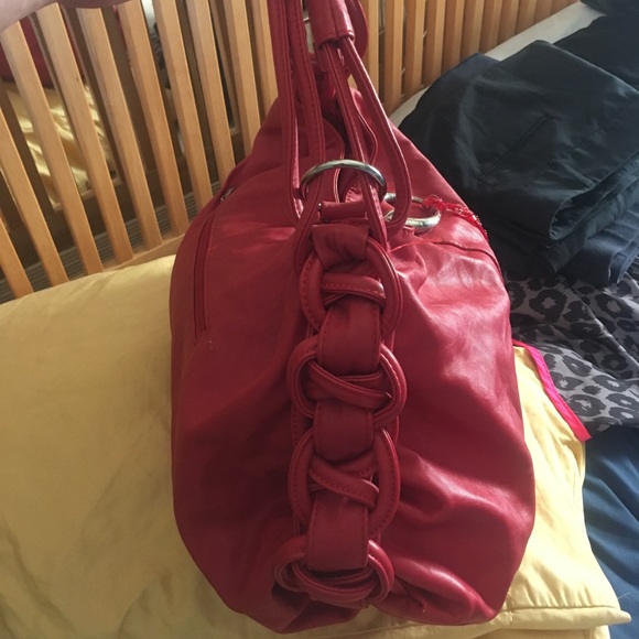 Red Faux-Leather Hobo Bag - Picture 2 of 3
