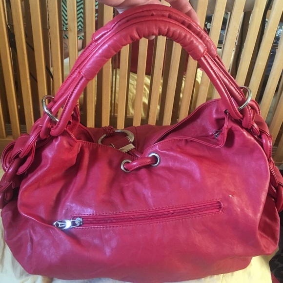 Red Faux-Leather Hobo Bag - Picture 3 of 3