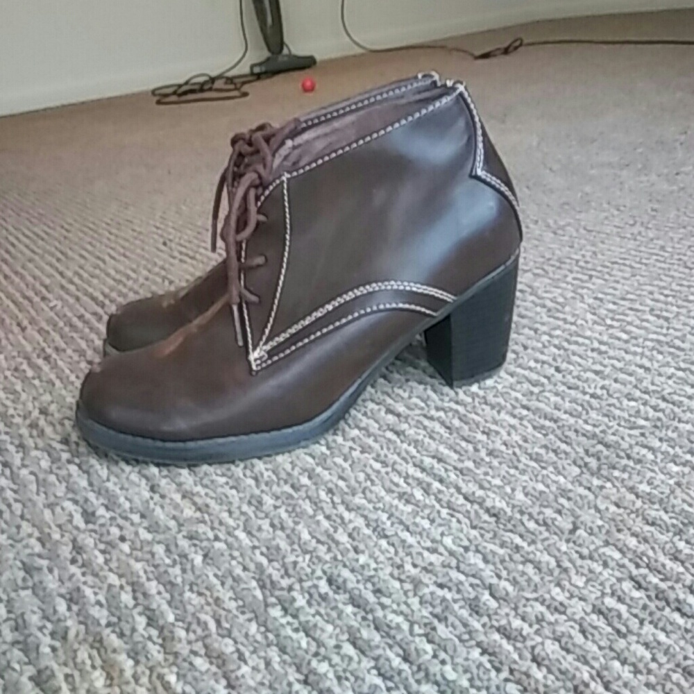 Brown bootie heels