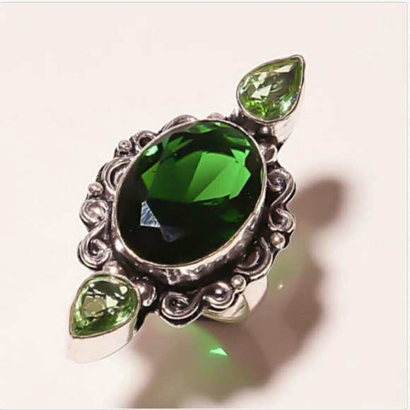 Poshionistas Jewelry - Afghan green tourmaline  .925 silver ring  6.5