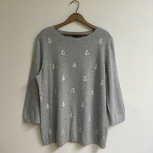 Tommy Hilfiger gray anchor pattern sweater