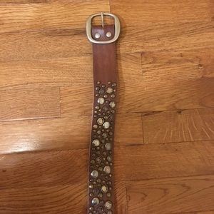 Embellished Brown Leather Belt