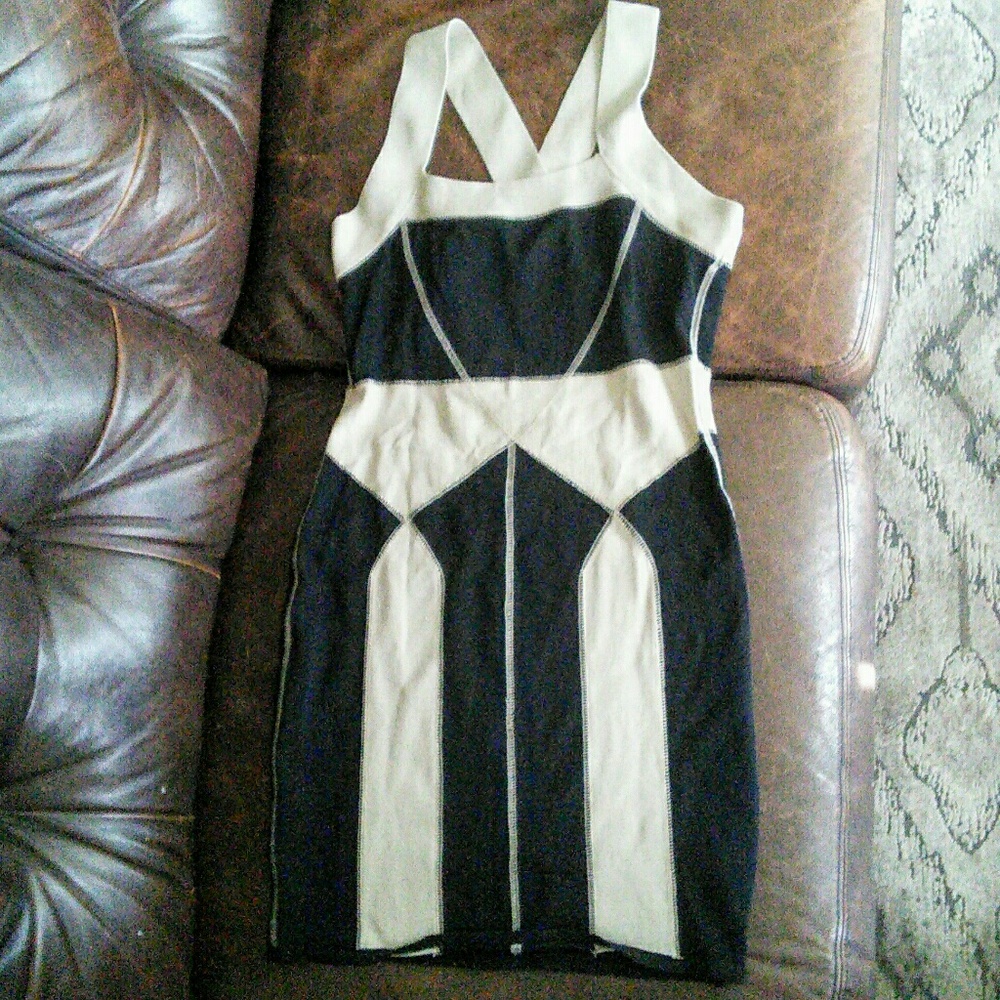 Black and beige dress