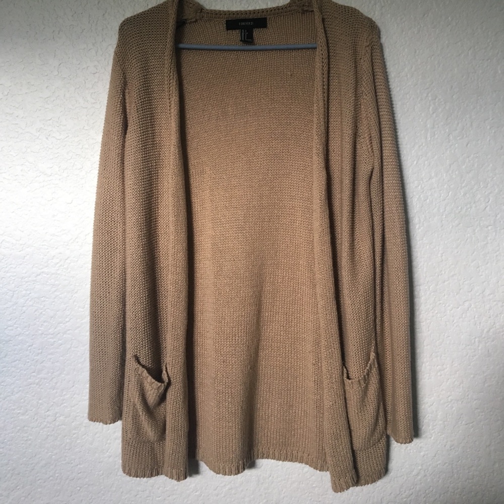 beige waffle knit cardigan