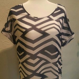 Banana Republic navy/white sheer flowy blouse