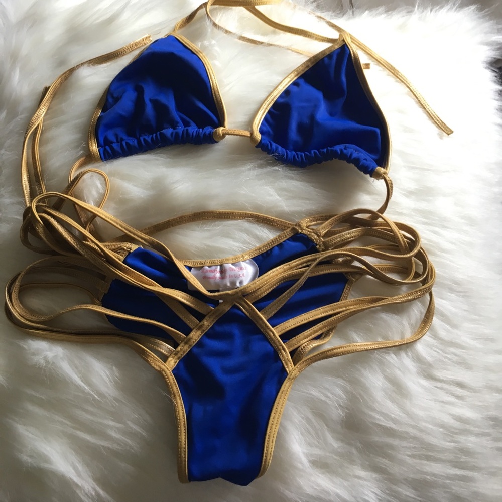 Royal blue gold bikini