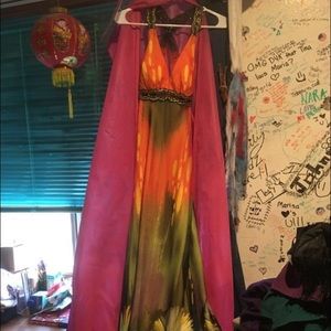 Custom design full length sleek prom dress