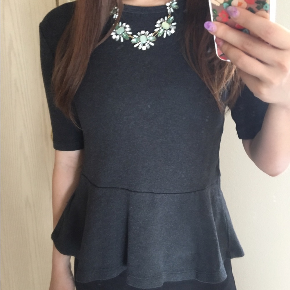 Gap Dark Gray Peplum Top