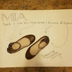 MIA Brown Ballet Flats with Ankle Straps