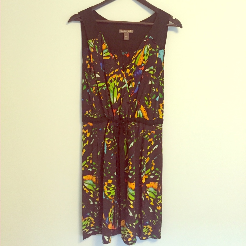 Black and neon dress 100% silk