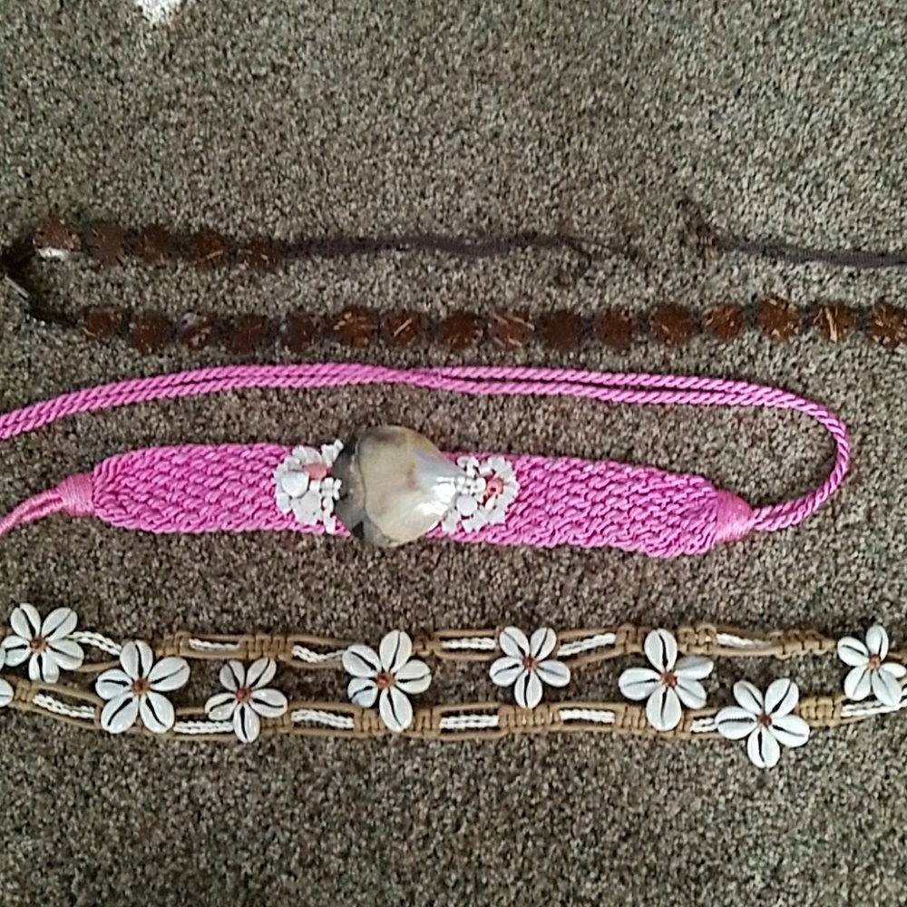 3 rare sea shell coconut belts