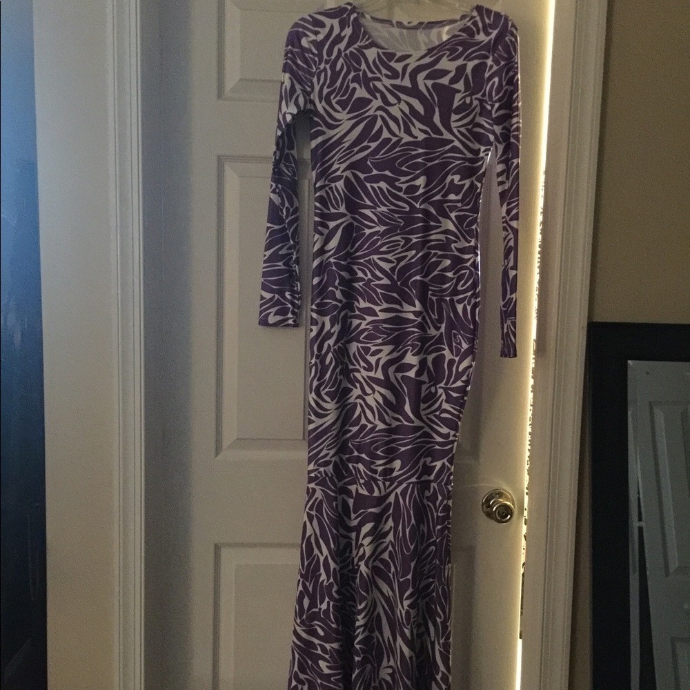 New Purple and White Maxi Dress