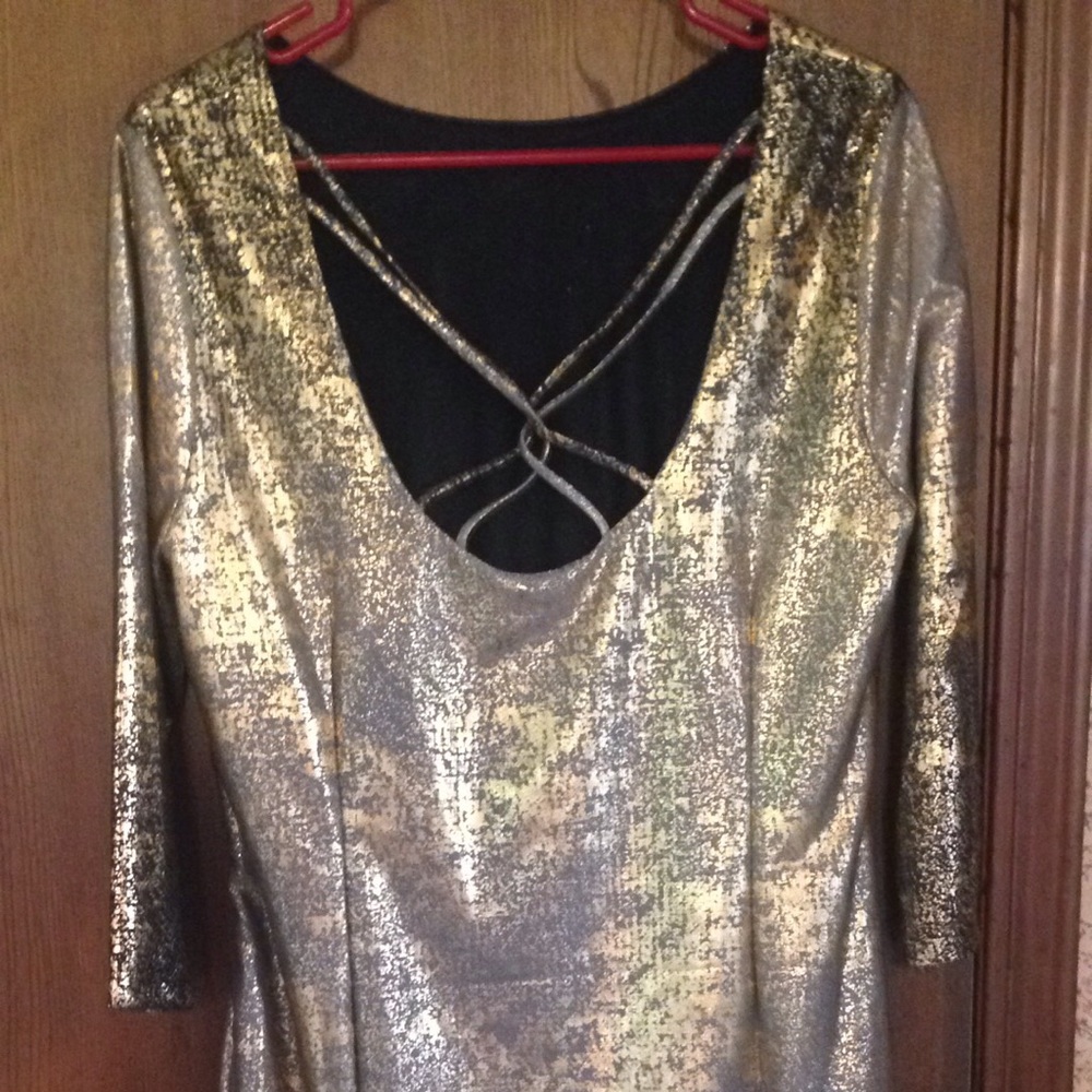 Gold Metallic Dress EUC