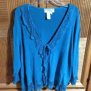 Joseph A 2X aqua blue cardigan