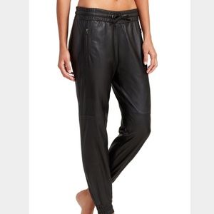 NEW Derek Lam X Athleta Black Lamb Leather Joggers