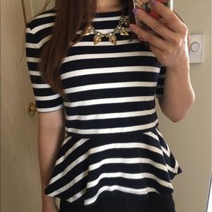 Gap Navy Striped Peplum Top