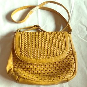 Ecote Mustard yellow side purse woven