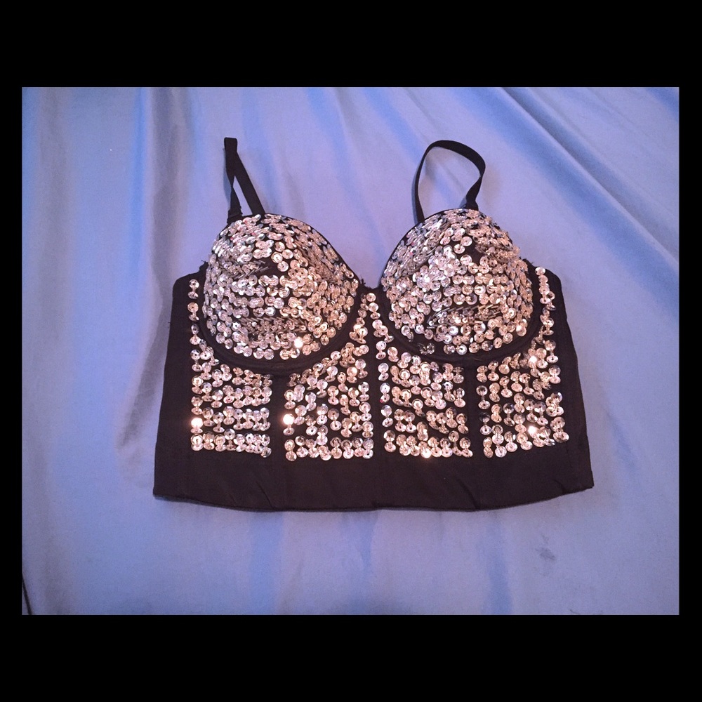Black Embellished Bra Top